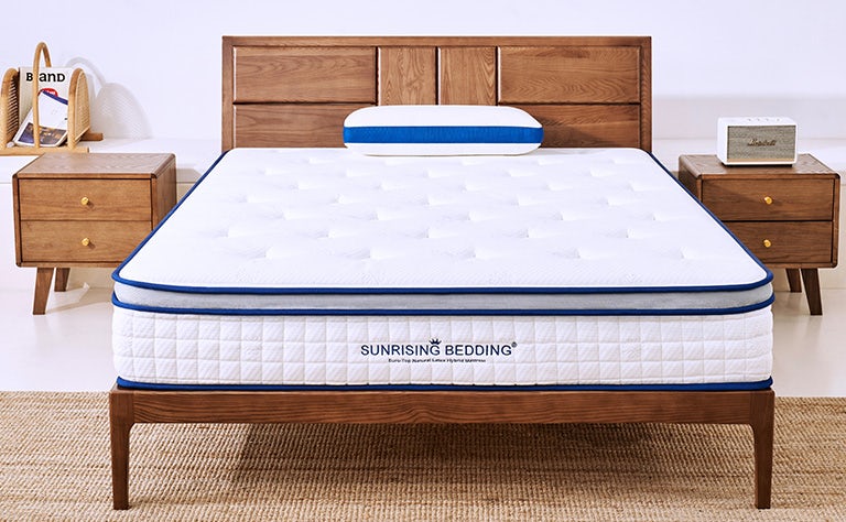 Sunrising Bedding 11 inch Euro-Top Mattress , Natural Latex & Gel Memory Foam Hybrid Individually Pocketed Coils Spring Mattress, Medium Soft, Pain relief, Sleep Cooling, 120-Night Free Trial, 20-Year Warranty